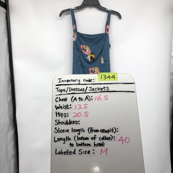 Urban Outfitters Blue Floral Layla Straight-Neck Tie-Back Midi Dress M - Picture 15 of 16